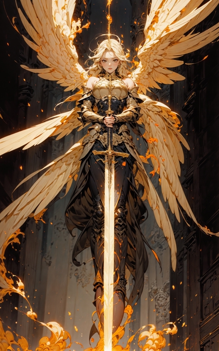 606247209521969556-1924282111-angel,Super powerful flame angel flies out of the clouds, behind him is golden meteor magic surrounding his body, Gothic style,.jpg